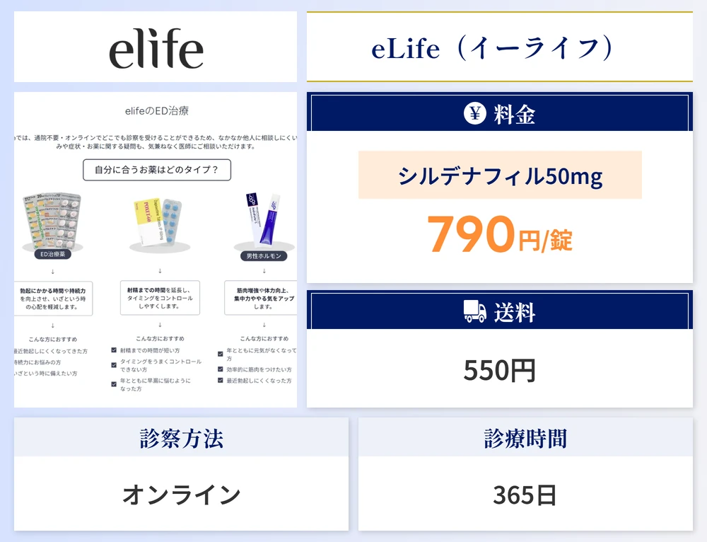 eLifeのスペック画像