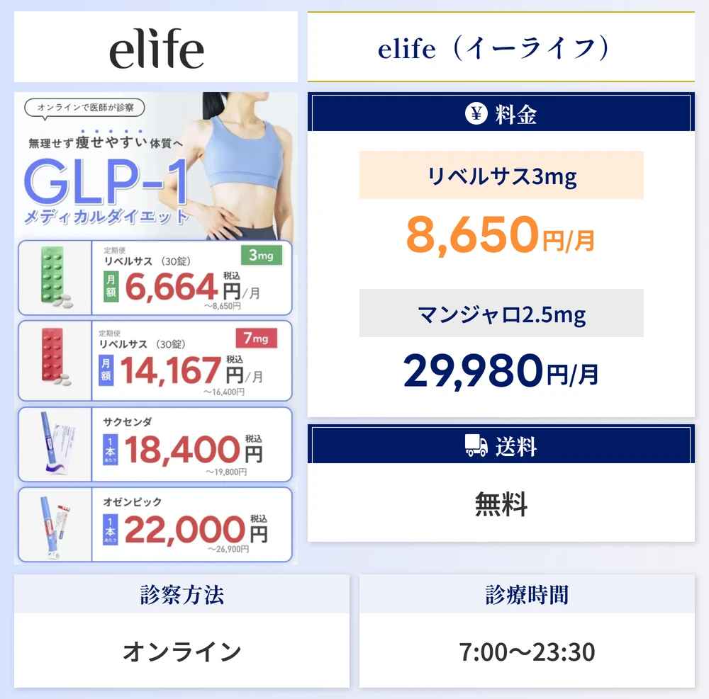 elifeのスペック画像