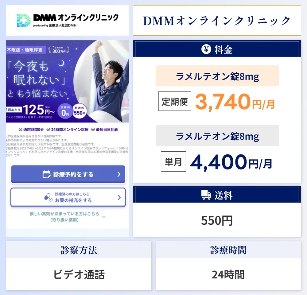 DMMオンラインクリニックのスペック画像